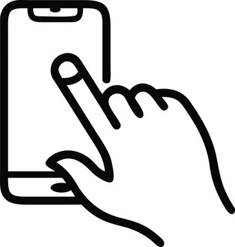Hand Holding Smartphone with Stylized Text Featuring Design, Illustration, Vector with Icon and Symbol Elements