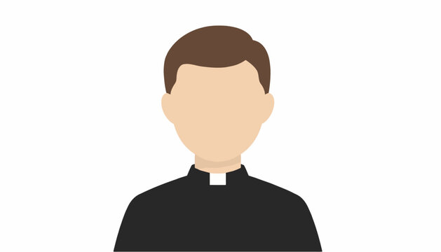 Catholic priest avatar vector illustration, religious clergyman in black clerical shirt with white collar, faceless male pastor profile icon