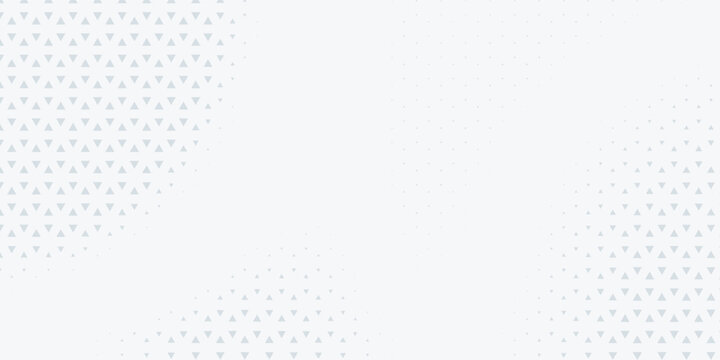 Abstract white halftone background with grey triangle geometric pattern. Clean minimalist vector layout for modern business presentation, banner, and tech cover