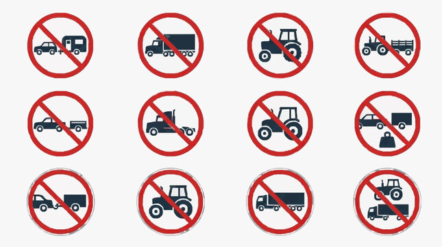 No Machinery Vehicle Restrictions Signs.