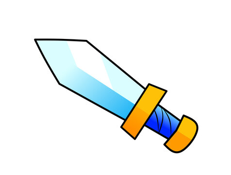 illustration of a sharp sword with a blue handle 3D png