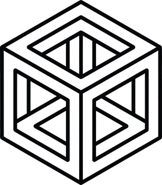 Impossible Cube Optical Illusion Line Art
