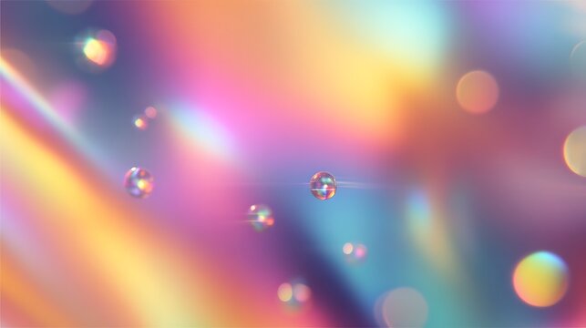 Abstract Iridescent Holographic Background With Soft Glowing Bokeh Circles And Vibrant Prism Light