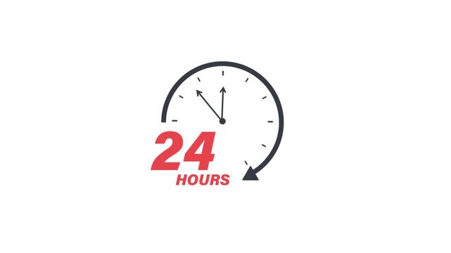 Animated 24 Hours Clock Icon Showing Time Passing 