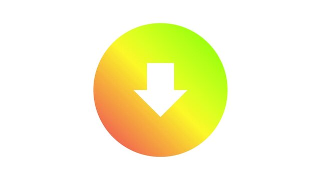 Vibrant gradient download arrow icon in a circular shape, signaling user interaction for digital content retrieval or data saving functionality on web and mobile interfaces