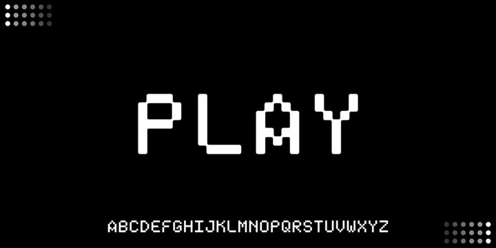 Pixel art play text with alphabet set.