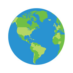Colorful planet Earth globe vector illustration showing Americas and Africa isolated on white background ©  Art