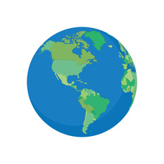 Fototapeta premium Colorful planet Earth globe vector illustration showing Americas and Africa isolated on white background