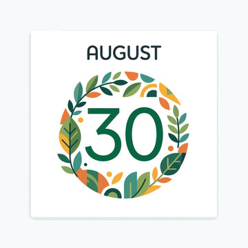 August 30th date with floral wreath graphic