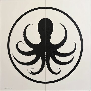 Minimalist Octopus Logo Design in Circular Frame.