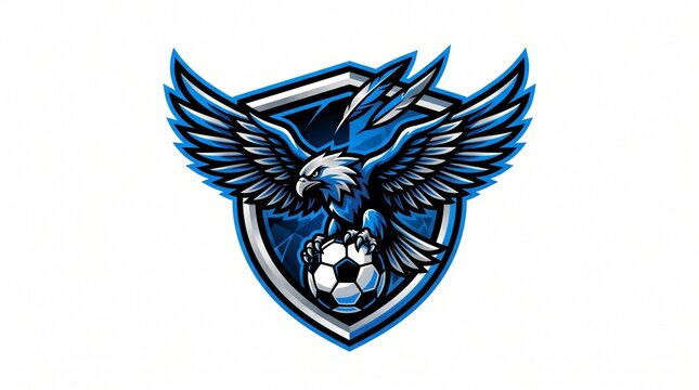 Eagle mascot soccer football club shield badge design vector illustration