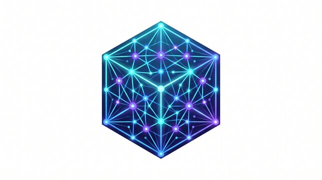 Modern cyber security quantum computing network icon for artificial intelligence branding vector