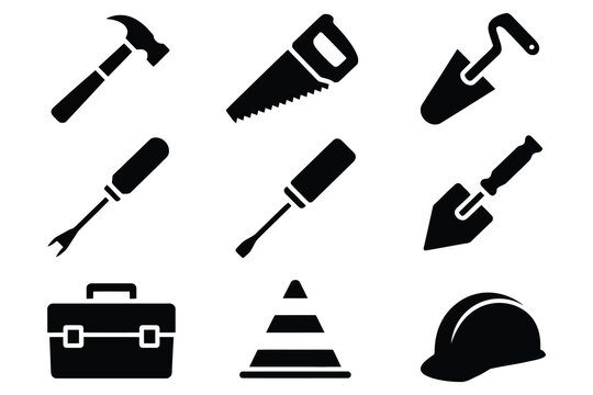 Construction tools safety equipment and toolbox hammer