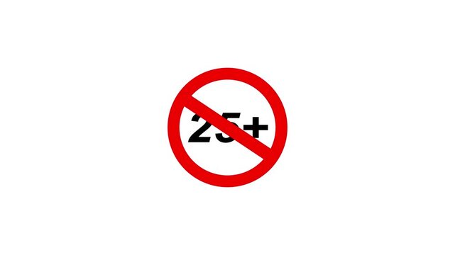 25 plus prohibited sign icon animation
