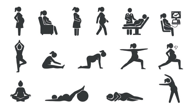 Pregnancy Yoga Poses AutoCAD vector collection for health and wellness