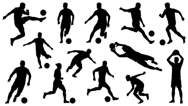 AutoCAD vector collection of soccer player silhouettes