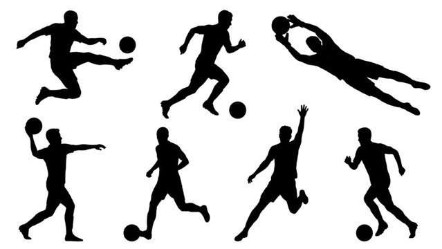 Soccer players silhouette AutoCAD vector collection