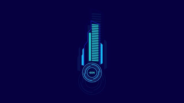 Battery charging full power animation features a glowing blue layout. Charging full battery icon displays cell level tracking. Power animation loops cleanly for tech themes.