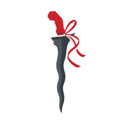 Obraz premium Traditional Indonesian Keris dagger with a red ribbon tied around its