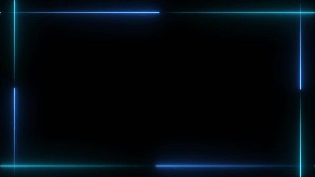 Animation of glowing neon rectangles abstract background. abstract glowing blue neon rectangle border frame. Motion graphics of tow ton rectangle picture frame