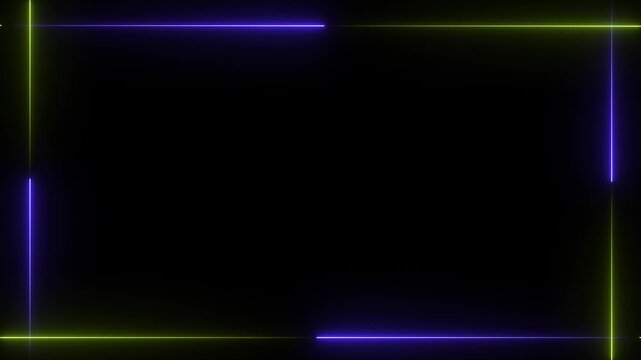Animation of glowing neon rectangles abstract background. abstract glowing blue neon rectangle border frame. Motion graphics of tow ton rectangle picture frame