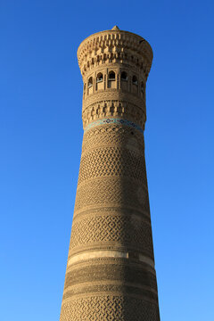 The Kalyan Minaret is located in the city of Bukhara, Uzbekistan. The minaret was built of brick in 1127. Its walls feature various motifs.