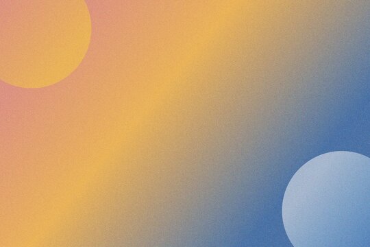 Abstract Grainy Gradient Background with Geometric Sun and Moon Circles and Copy Space