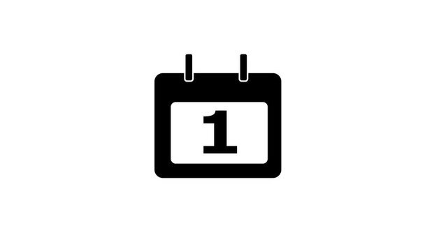 Calendar icon - day 1 animation Lu ma matte with white background . appointment, important date, Timetable. time management, organize meeting. Planning strategy.