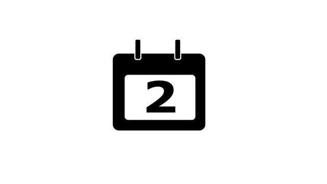 Calendar icon - day 2 animation Lu ma matte with white background . appointment, important date, Timetable. time management, organize meeting. Planning strategy.