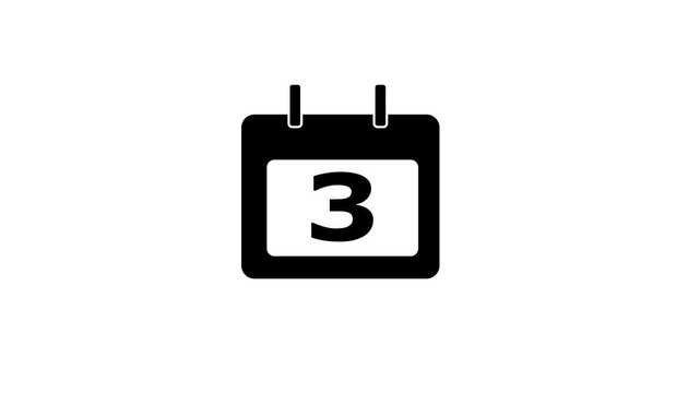 Calendar icon - day 3 animation Lu ma matte with white background . appointment, important date, Timetable. time management, organize meeting. Planning strategy.