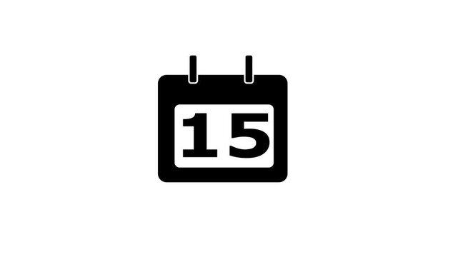 Calendar icon - day 15 animation Lu ma matte with white background . appointment, important date, Timetable. time management, organize meeting. Planning strategy.