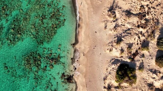 Aerial view of Elafonisi lagoon and beach in Crete, Greece