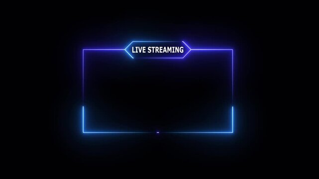 live streaming neon text frame animation box frame neon frame live streaming game live Stream overlay animation for live streaming video Titles 4k