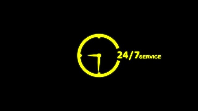 24 to 7 day Customer support icon Call center. Linear outline sign. Time icon