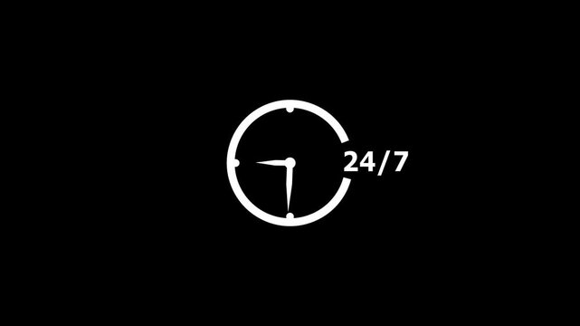 24 to 7 day Customer support icon Call center. Linear outline sign. Time icon