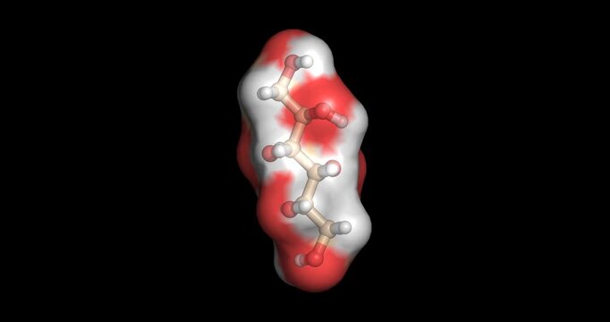 Mannitol, sugar alcohol osmotic diuretic for intracranial pressure reduction, 3D molecule spinning, 4K