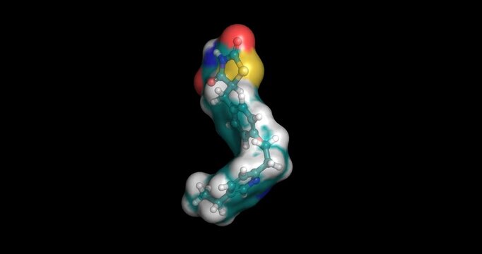 Pioglitazone, thiazolidinedione PPAR-gamma agonist for type 2 diabetes management, 3D molecule spinning, 4K