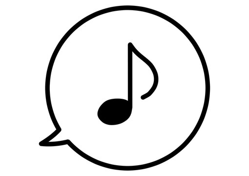 シンプルな音符マークとふきだしのイラスト　背景透過