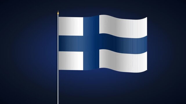 Finnish flag waving across three dynamic frames showing Nordic cross