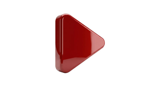Red Play Button Icon: A sleek, three-dimensional red play button icon, symbolizing media playback and digital navigation, presented against a clean backdrop.