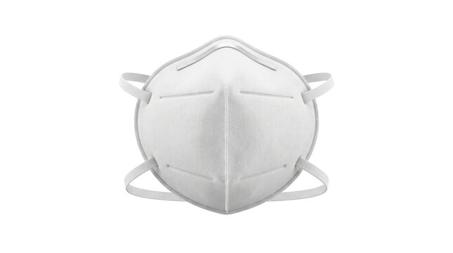 Protective Face Mask: A sterile white N95 respirator mask, meticulously designed for optimal respiratory protection, ready for use in environments requiring superior air filtration.