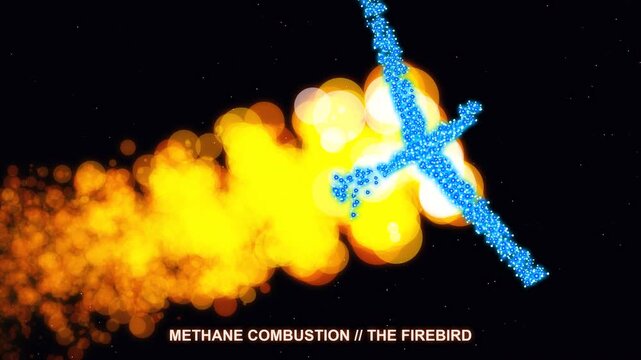Methane Firebird: Close-up capture of a glowing yellow-orange combustion flame burning in a laboratory setting