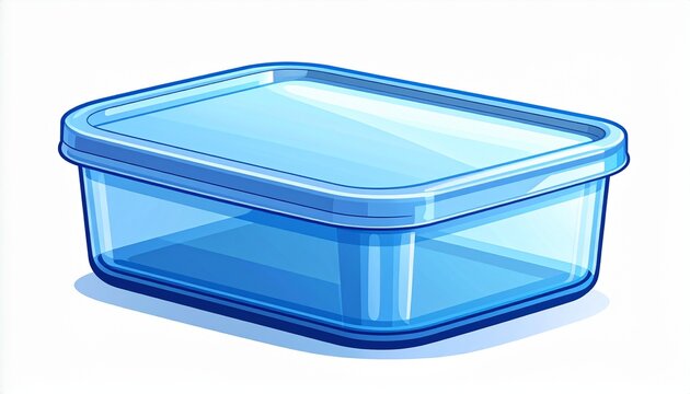 Transparent Blue Plastic Storage Container with Lid.