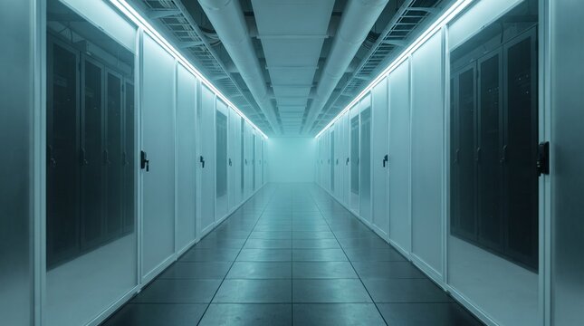 Symmetrical cooling corridor inside a tropical cloud facility