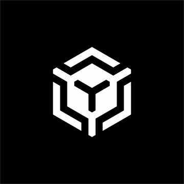 Modern hexagon logo embedding a Y-shaped inner core within isometric frame. Unique & elegant mark suited for software engineering, robotics, networking, and AI tech.