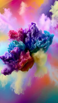 Abstract colorful fluid ink animation with flowing rainbow liquid marble texture, vibrant artistic motion background, vertical design video