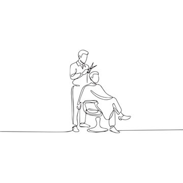 "Hair Stylist and Client Continuous Line Art Vector Illustration for Salon, Beauty, and Fashion Design Projects" ✂️💇&zwj;♀️