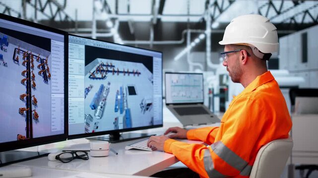 Industrial Engineer Carefully Designs Factory Floor Layout