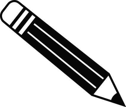 Pencil with eraser icon black bold line vector illustration school education graphic design element isolated on white background
