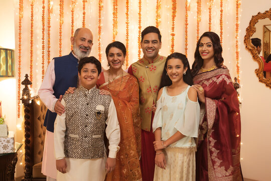 family celebrating diwali together